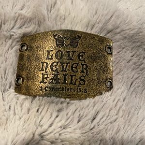 LOVE NEVER FAILS I Cor 15:8 sentiment for bracelet
